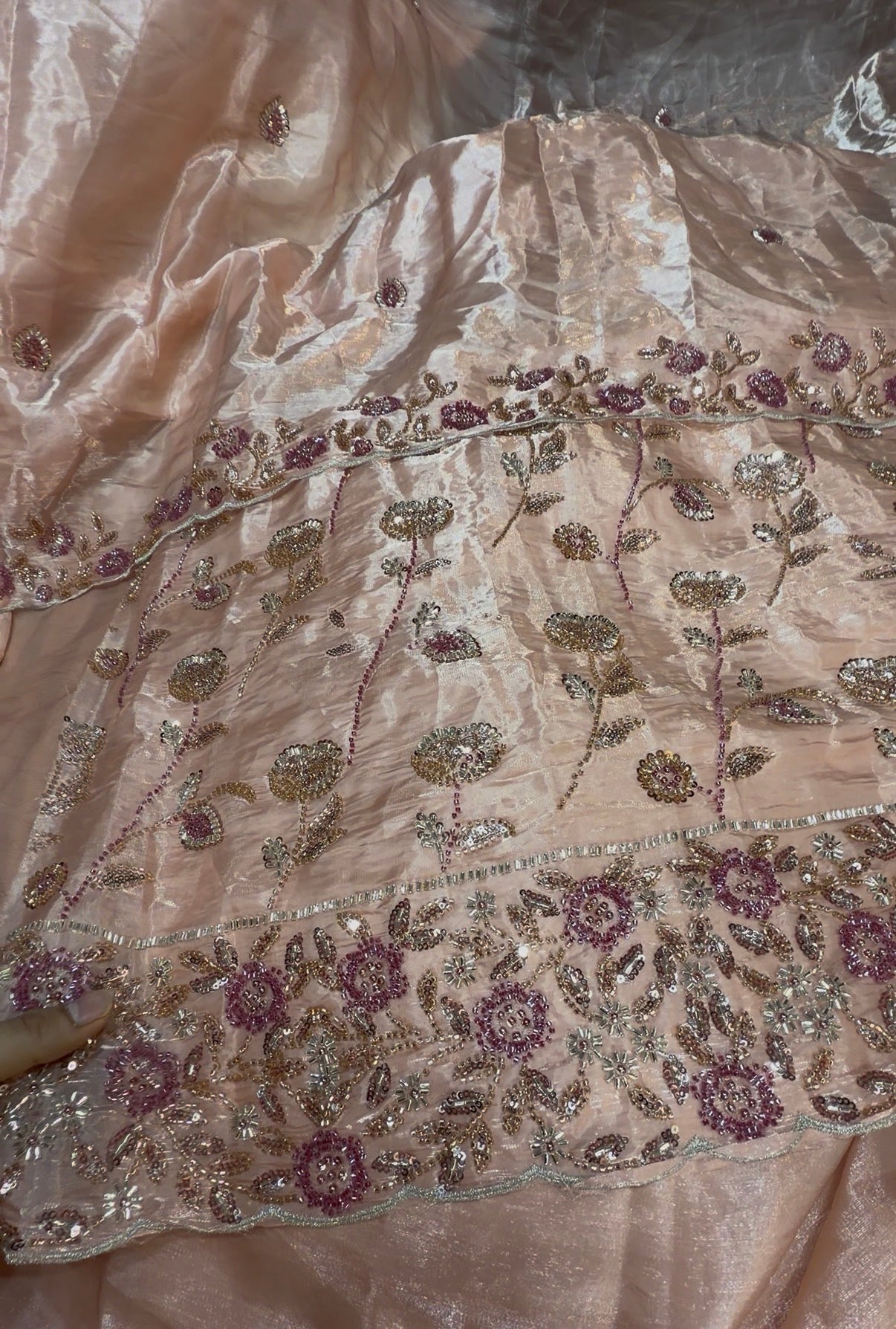 .75 front  work
1.5 back sleeve
2 bottom
2 dupatta