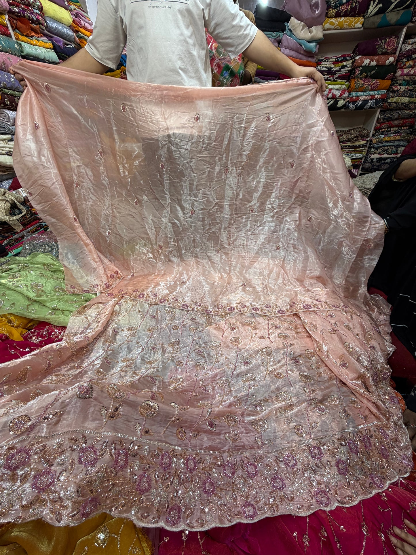.75 front  work
1.5 back sleeve
2 bottom
2 dupatta