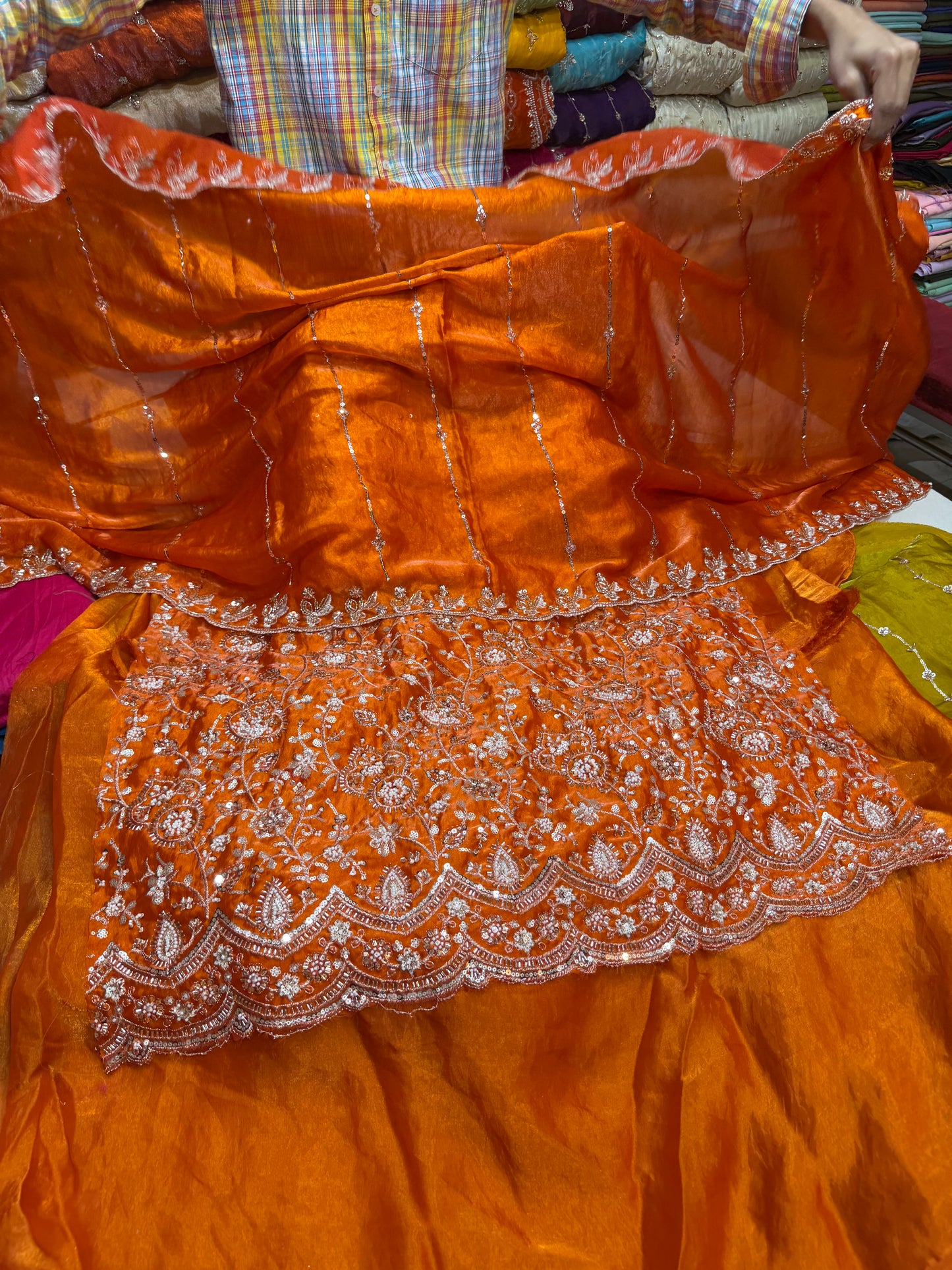 .75 front  work
1.5 back sleeve
2 bottom
2 dupatta