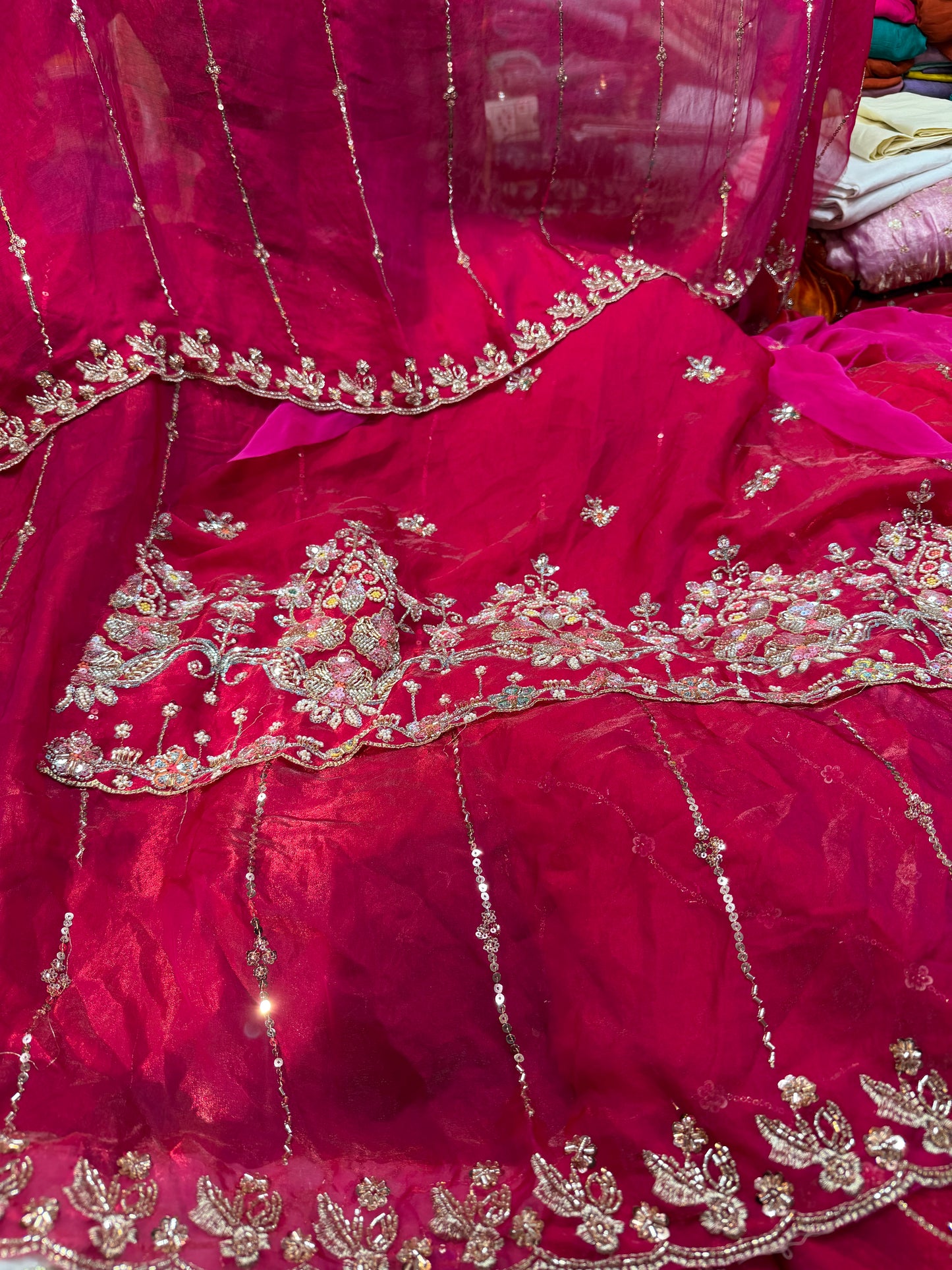 .75 front  work
1.5 back sleeve
2 bottom
2 dupatta