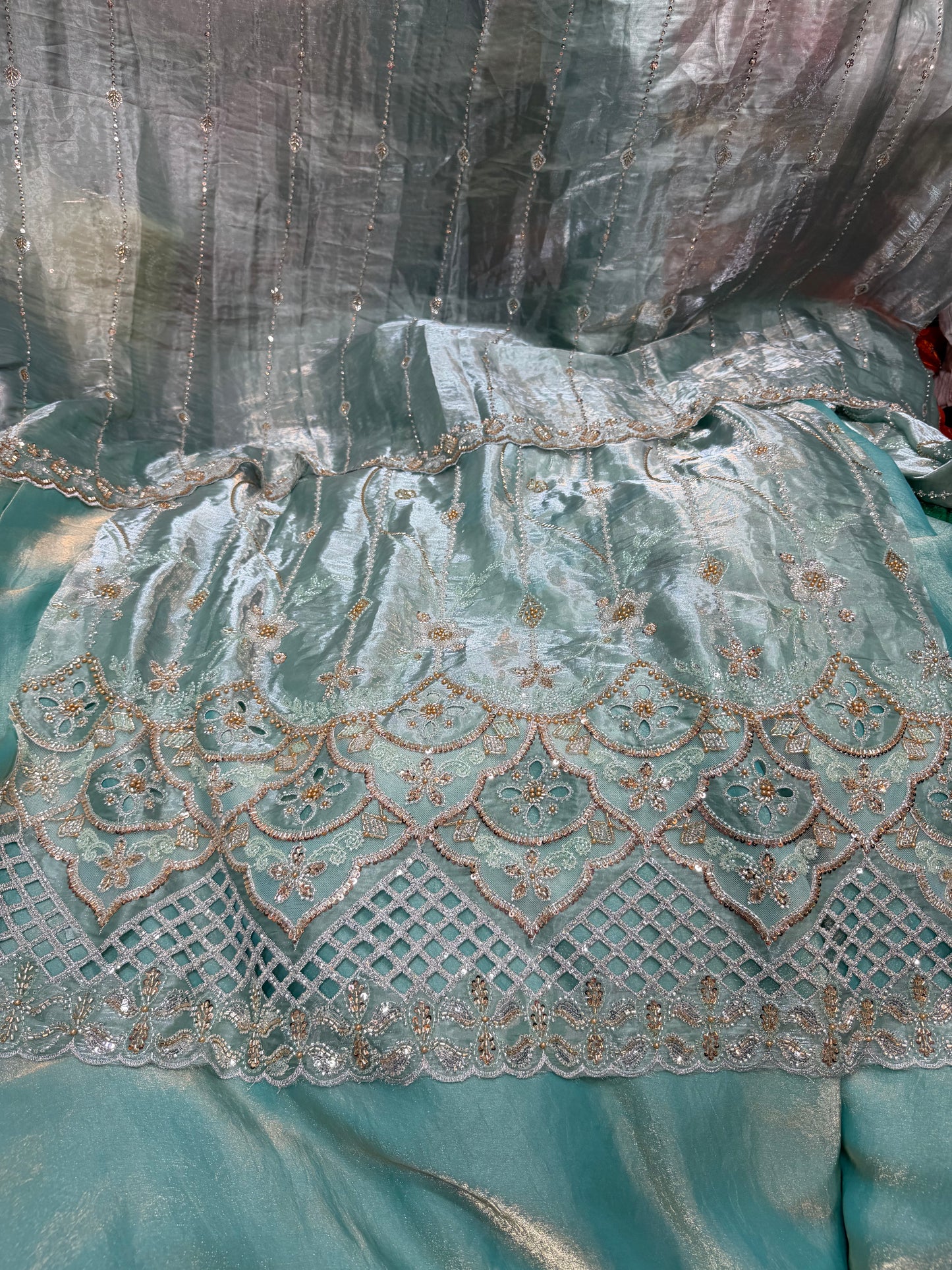 .75 front  work
1.5 back sleeve
2 bottom
2 dupatta