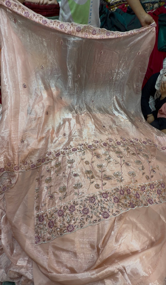.75 front ￼ work
1.5 back sleeve 
2 bottom 
2 dupatta