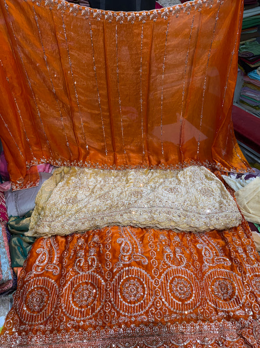 .75 front work
1.5 back sleeve plan 
2 bottom 
Work dupatta