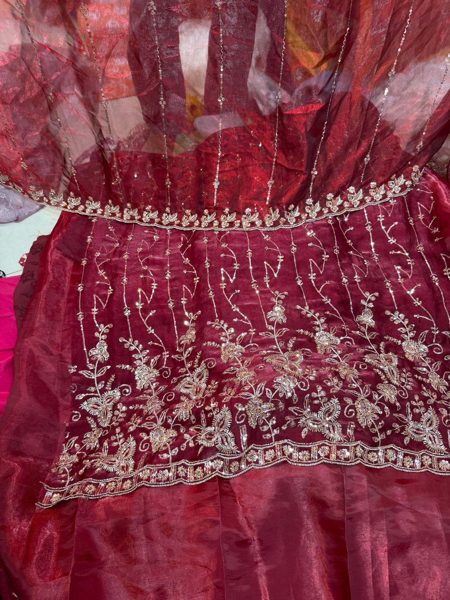 Full suit 
.75 front  work
1.5 back sleeve 
2 bottom 
2 dupatta