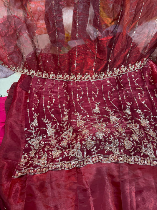 Full suit 
.75 front  work
1.5 back sleeve 
2 bottom 
2 dupatta