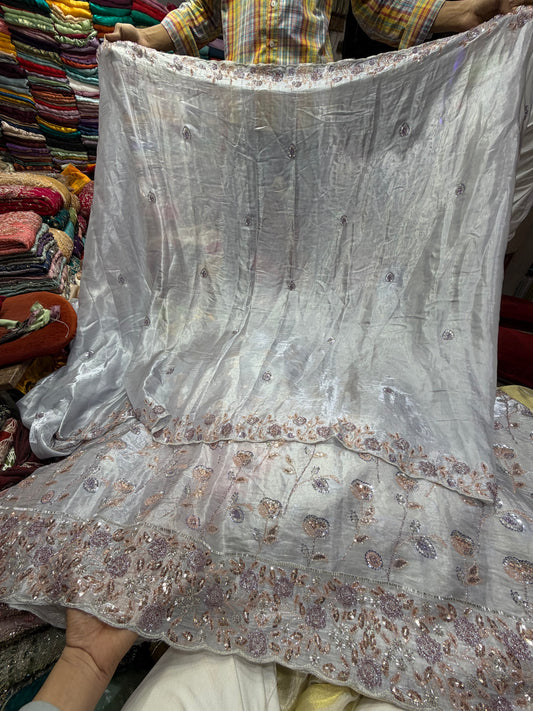 .75 front ￼ work
1.5 back sleeve 
2 bottom 
2 dupatta