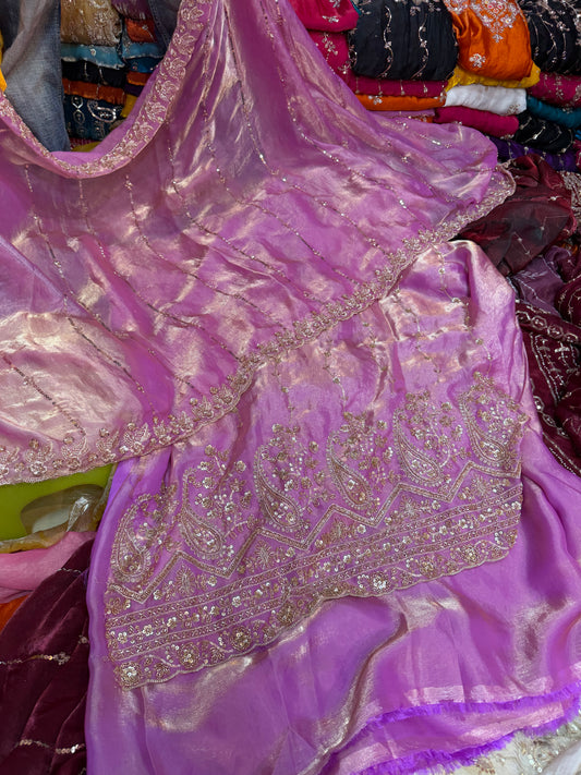 .75 front ￼ work
1.5 back sleeve 
2 bottom 
2 dupatta