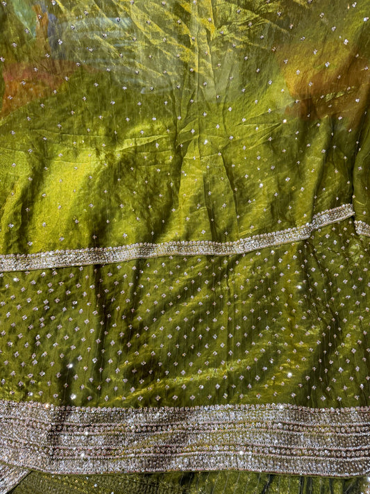 .75 front ￼ work
1.5 back sleeve 
2 bottom 
2 dupatta