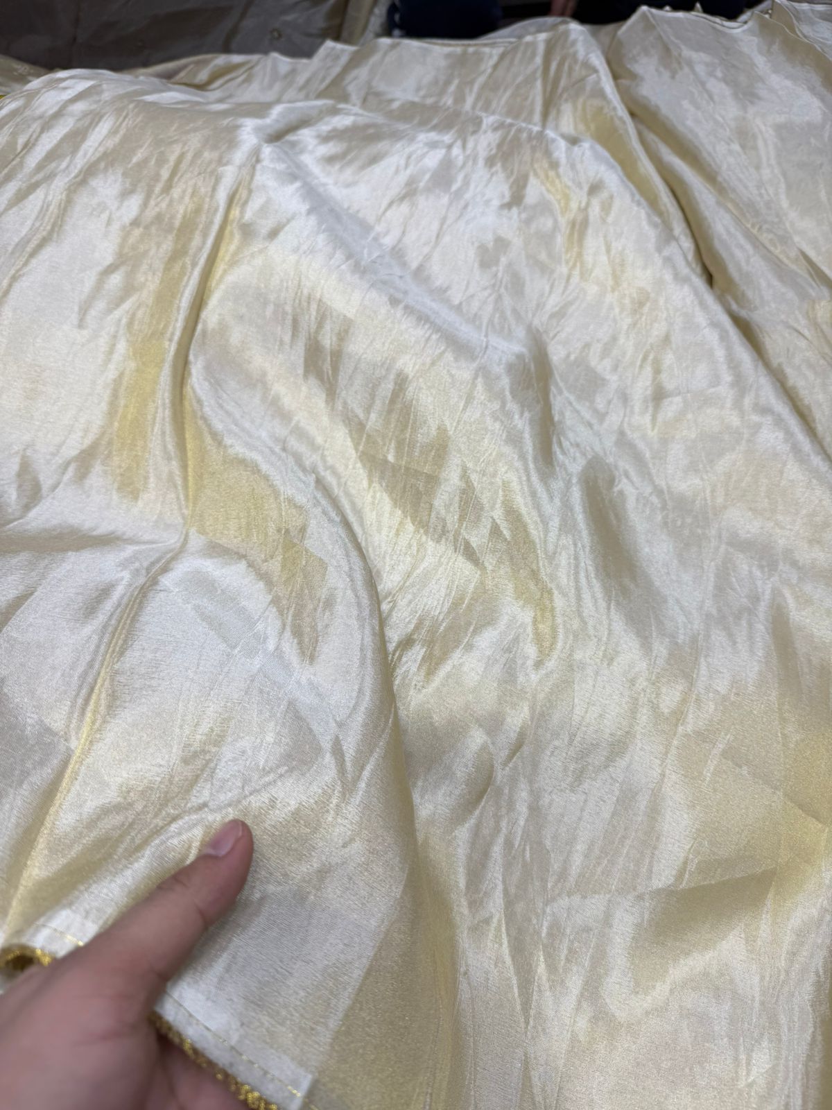 Cream Simar Fabric – Soft Shiny Plain Material | ₹250 per Meter