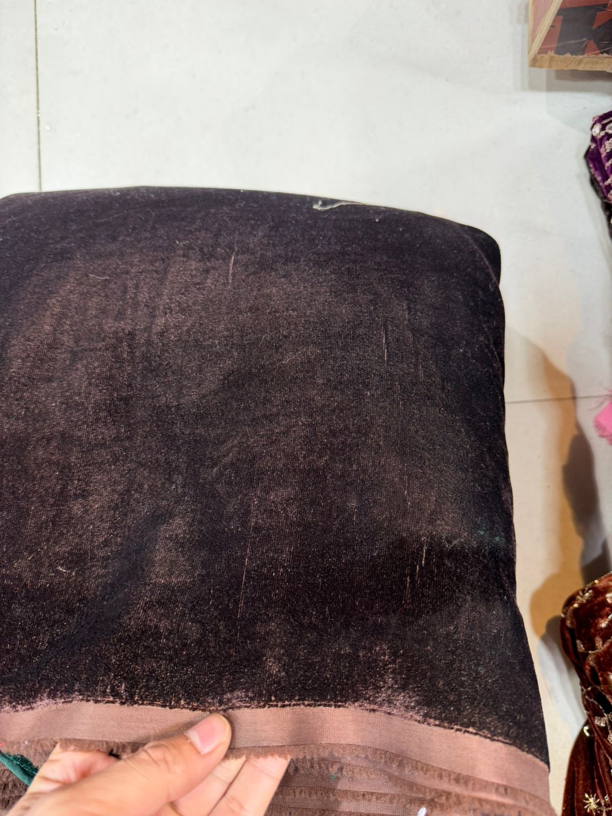 Brown Velvet Fabric – Soft Plain Premium Material | ₹150 per Meter