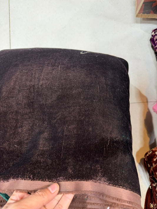 Brown Velvet Fabric – Soft Plain Premium Material | ₹150 per Meter