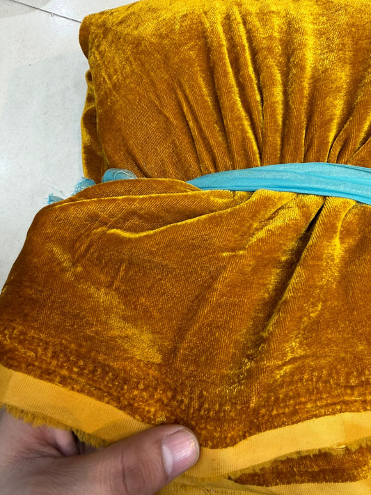 Mustard Yellow Velvet Fabric – Soft Premium Plain Material | ₹250 per Meter