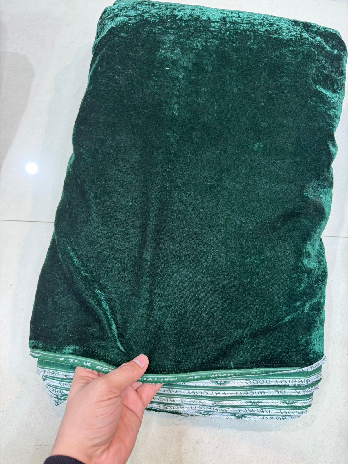 Bottle Green Velvet Fabric – Soft Premium Plain Material | ₹250 per Meter