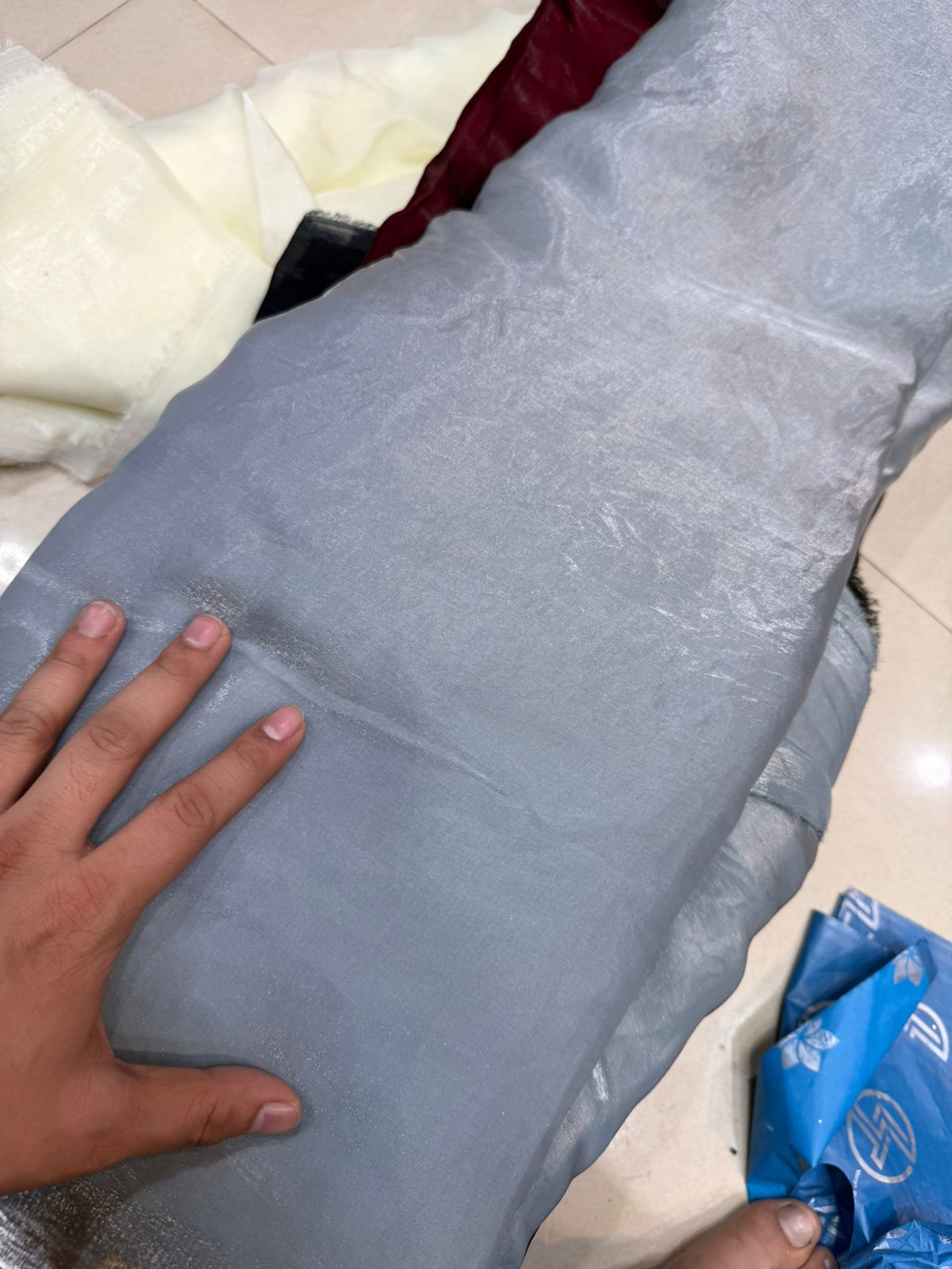 Silver Grey Fendy Fabric | Plain Lightweight Shimmer Material | Dupatta & Layering Fabric | ₹150 per Meter