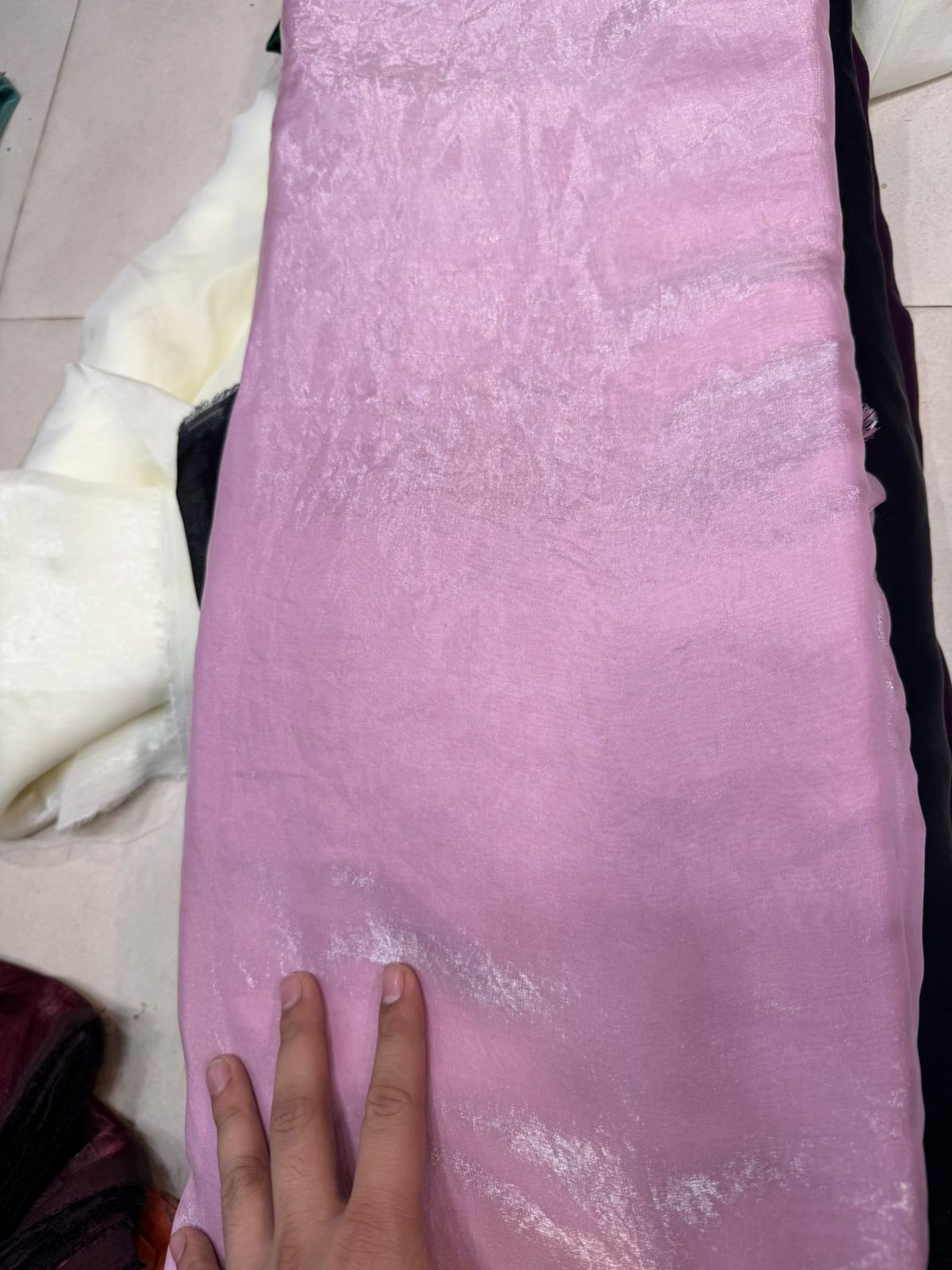 Pastel Pink Fendy Fabric | Plain Lightweight Shimmer Fendy | Dupatta & Dress Layering Fabric | ₹150 per Meter