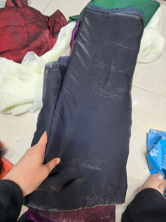 Charcoal Black Fendy Fabric | Plain Lightweight Shimmer Fendy | Dupatta & Layering Fabric | ₹150 per Meter
