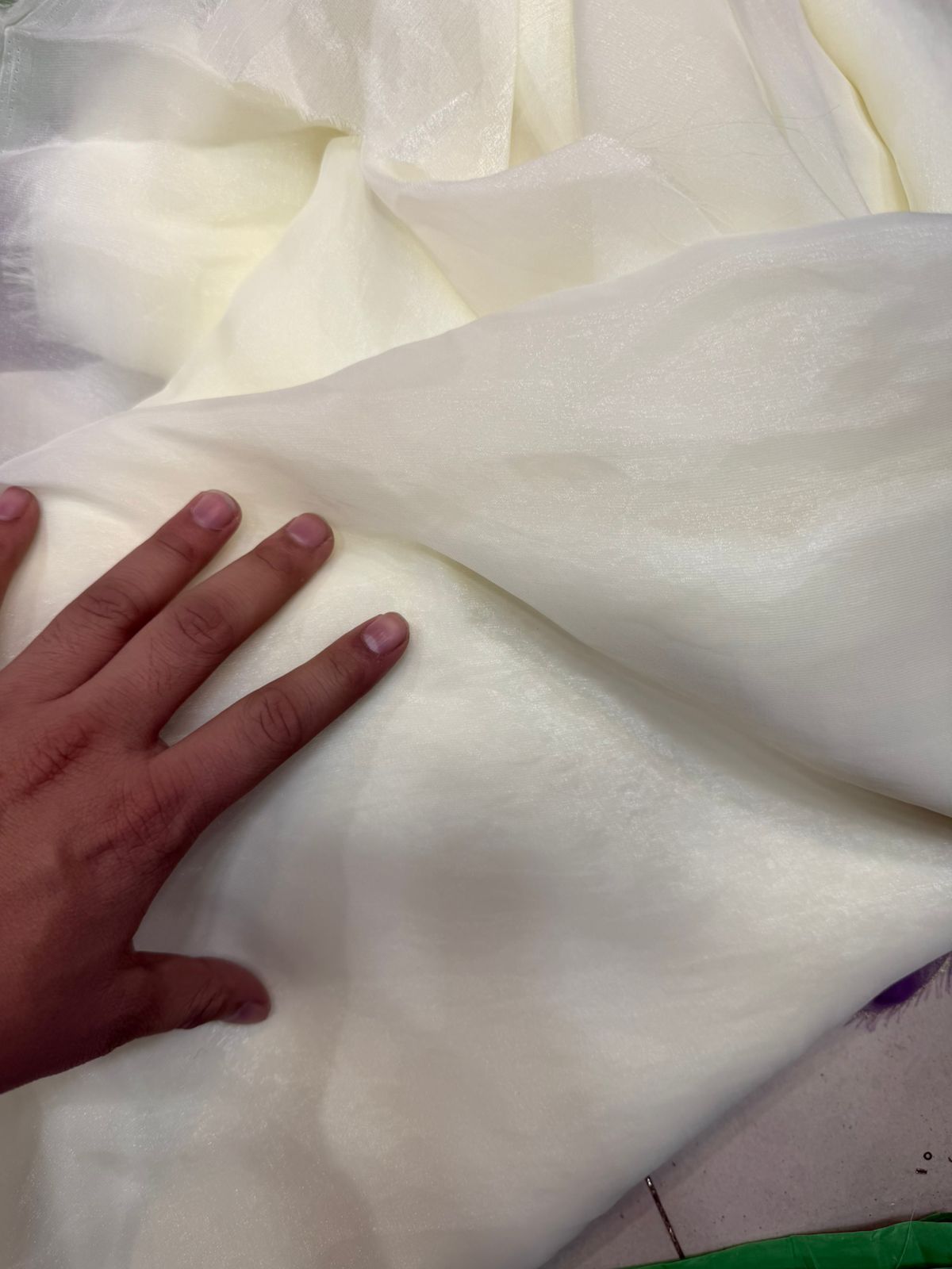 Ivory Fendy Fabric | Plain Lightweight Shimmer Fendy | Dupatta & Layering Fabric | ₹150 per Meter
