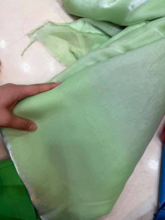 Mint Green Fendy Fabric | Plain Lightweight Shimmer Fendy | Dupatta & Layering Material | ₹150 per Meter