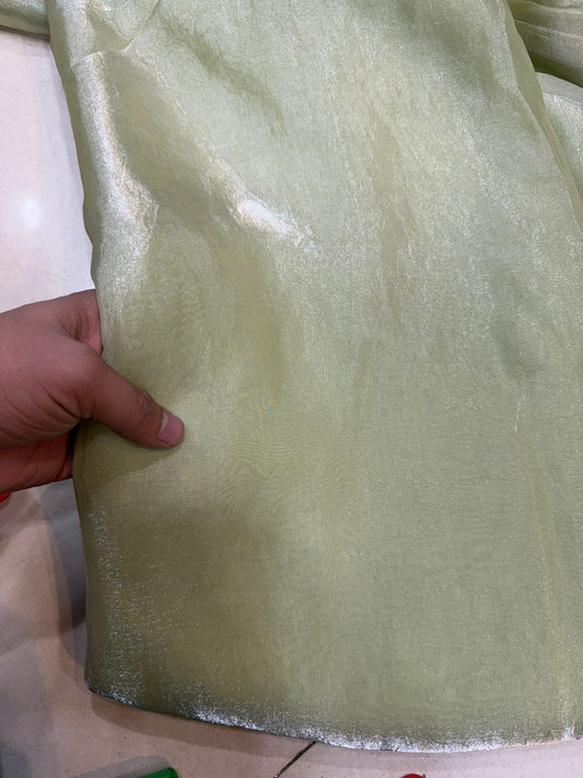 Light Pista Fendy Fabric | Plain Shimmer Fendy Material | Soft & Lightweight | ₹150 per Meter
