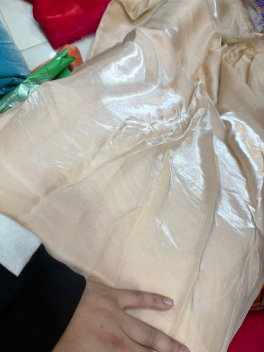 Champagne Beige Fendy Fabric | Plain Shimmer Fendy Material | Soft & Lightweight | ₹150 per Meter