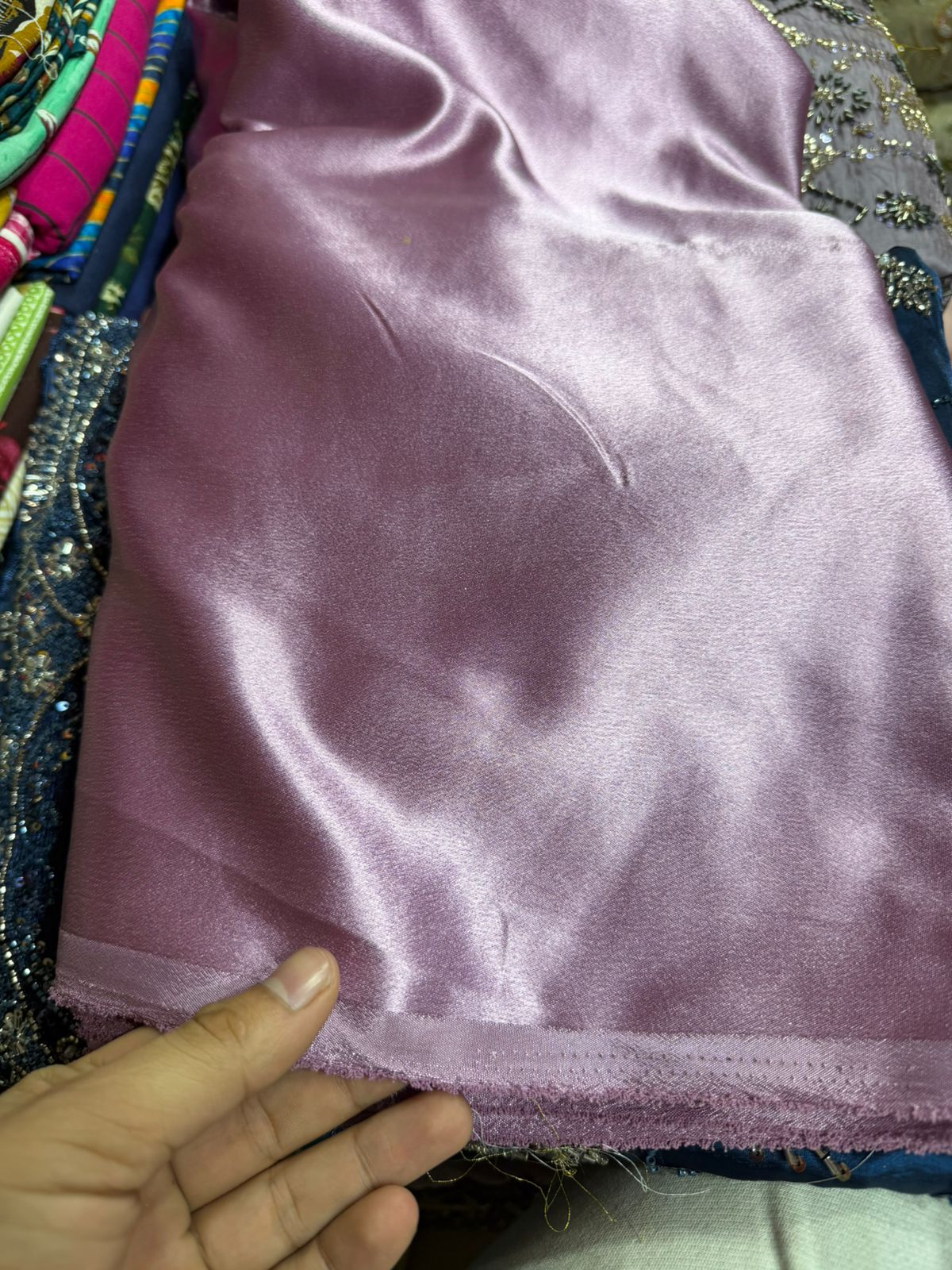 Dusty Mauve German Silk Fabric – GlosGerman Silk Fabric – Glossy Finish (₹120 per Meter)sy Finish