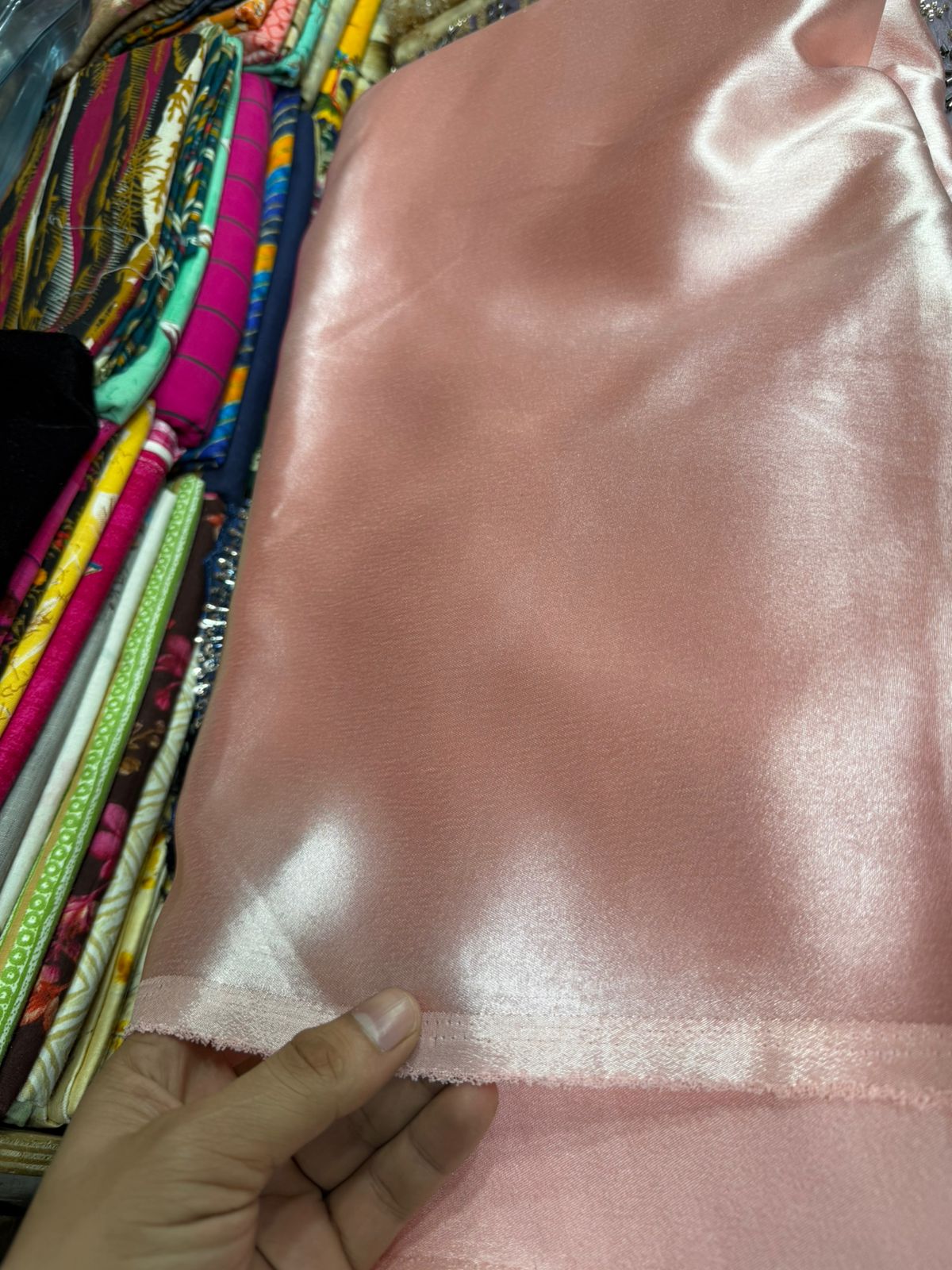Blush Pink German Silk Fabric – Glossy Finish for Party Wear