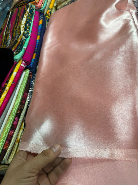 Blush Pink German Silk Fabric – Glossy Finish for Party Wear