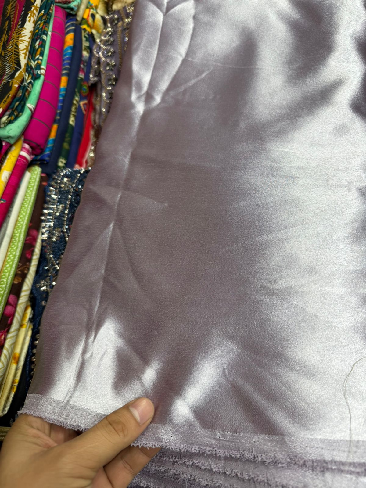 German Silk Fabric – Lavender  | Smooth Finish | Easy Stitching | ₹120 per Meter