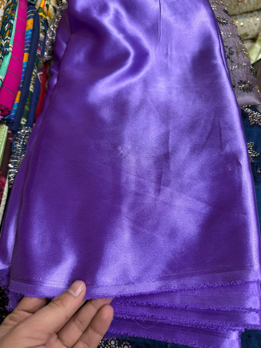 German Silk Fabric – Royal Purple | Smooth Glossy Finish | Easy Stitching | ₹120 per Meter