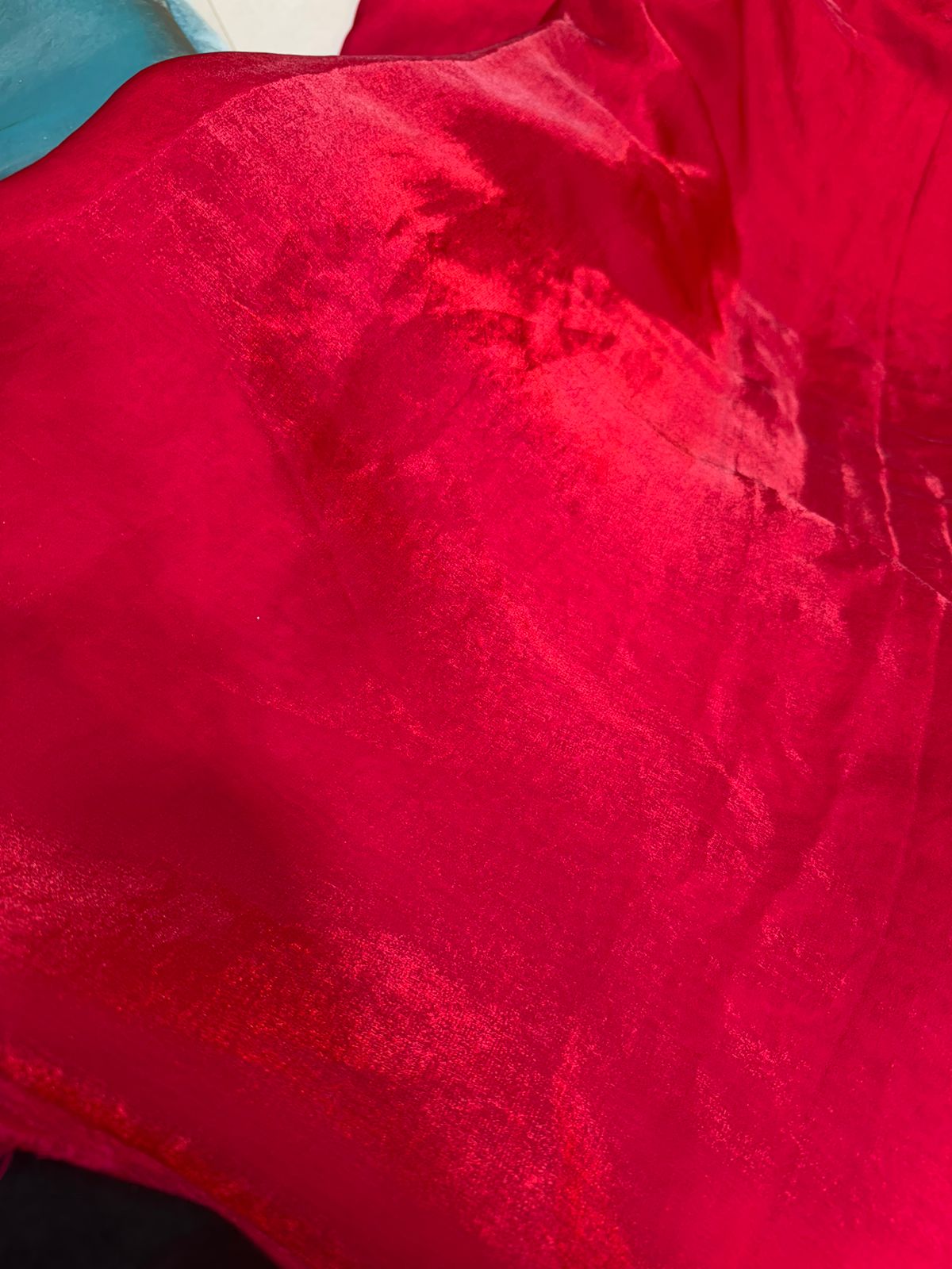 Red Metallic Organza Fabric (Fendy Type) – Sheer Shimmer Party Wear Cloth | ₹150 Per Meter