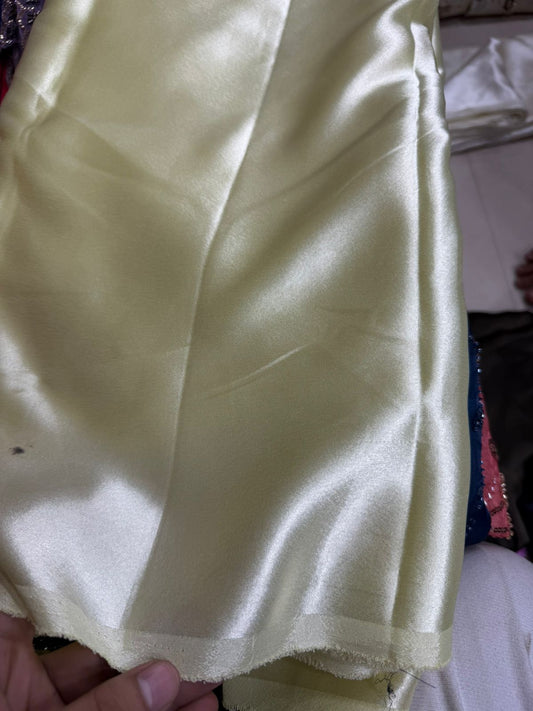 German Silk Fabric – Light yellow | Smooth Glossy Finish | Easy Stitching | ₹120 per Meter