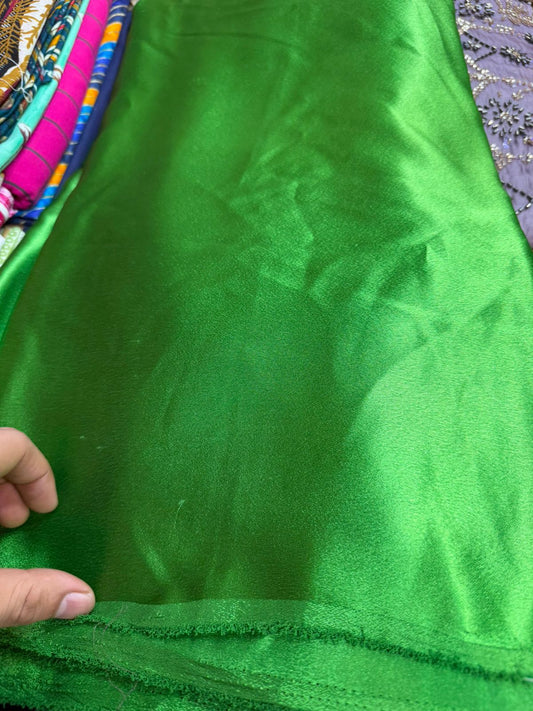 German Silk Fabric – Emerald Green | Rich Gloss Finish | Easy Stitching | ₹120 per Meter