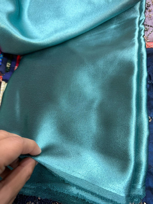 German Silk Fabric – Premium Sea Green Shade | Smooth Glossy Finish | 120₹ per Meter