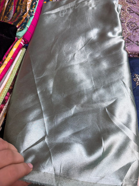 German Silk Fabric – Silver Grey Color | Smooth & Shiny Finish |