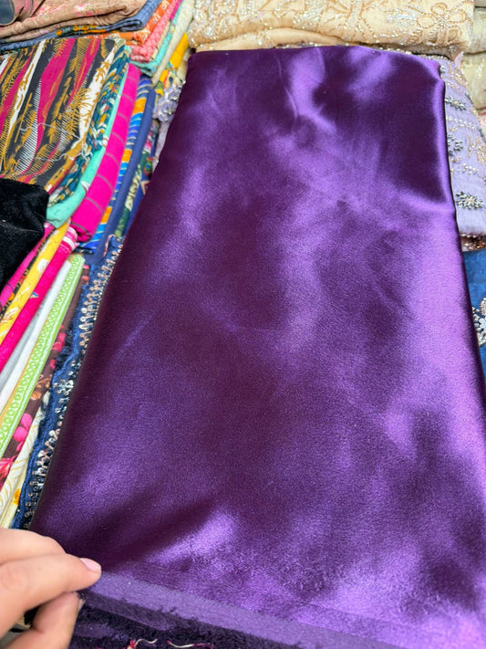 German Silk Fabric – Royal Purple Shade | Smooth Glossy Finish | ₹120 per Meter