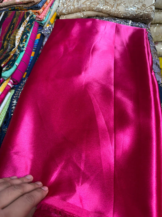 German Silk Fabric – Rani Pink Color | High Gloss Finish |