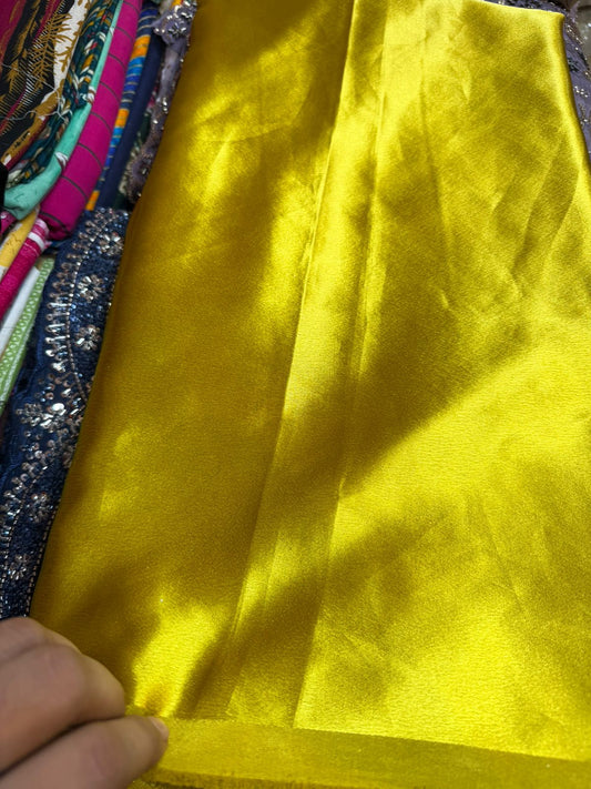 German Silk Fabric – Mustard Yellow Shade | Smooth Glossy Texture | ₹120 per Meter