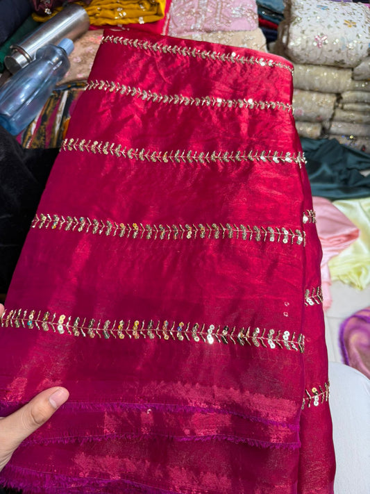 Rani Pink Fancy Fendy Fabric with Elegant Leaf Embroidery – Festive Wear
