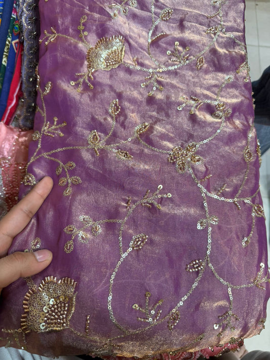 Purple Heavy Work Fancy Fendy Fabric – Luxury Sequin Embroidery