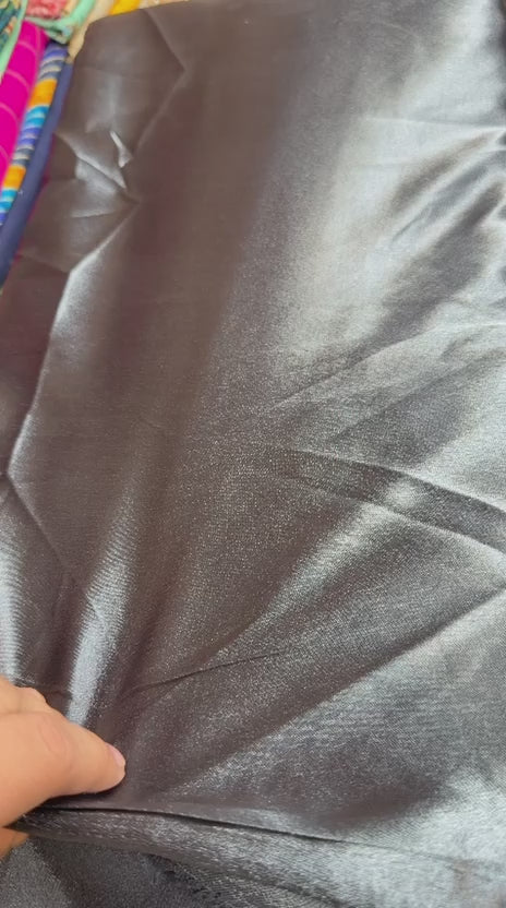 German Silk Fabric – Charcoal Grey | Smooth Glossy Finish | Easy Stitching | ₹120 per Meter